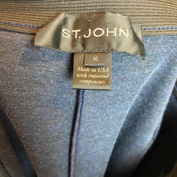 ST. JOHN Marled Dusty Blue Front Seam Tapered Elastic Pants, Size 10 - Picture 6 of 11